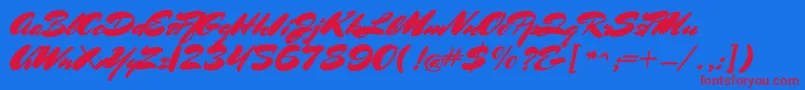 MrssheppardsRegular Font – Red Fonts on Blue Background