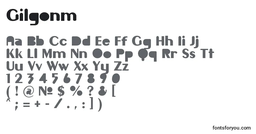 A fonte Gilgonm – alfabeto, números, caracteres especiais