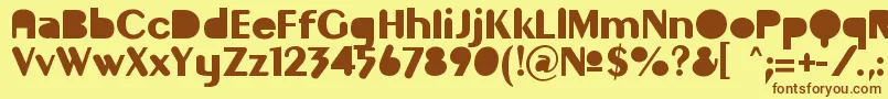 フォントGilgonm – 茶色の文字が黄色の背景にあります。