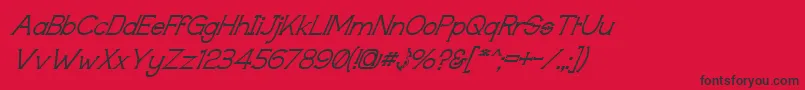 フォントTechnicallyInsaneSuperitalic – 赤い背景に黒い文字