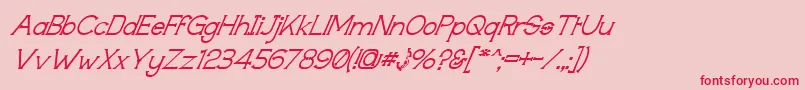 フォントTechnicallyInsaneSuperitalic – ピンクの背景に赤い文字