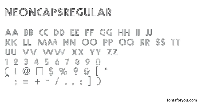 NeoncapsRegular-fontti – aakkoset, numerot, erikoismerkit