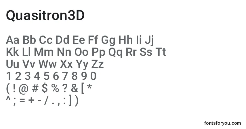 Czcionka Quasitron3D – alfabet, cyfry, specjalne znaki