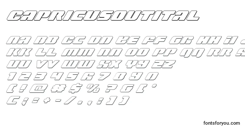 Schriftart Capricusoutital – Alphabet, Zahlen, spezielle Symbole