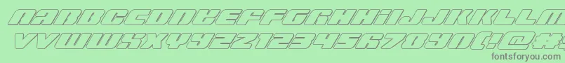 フォントCapricusoutital – 緑の背景に灰色の文字