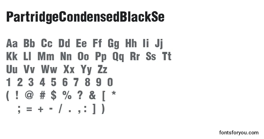 A fonte PartridgeCondensedBlackSe – alfabeto, números, caracteres especiais