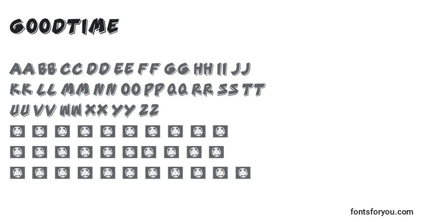 A fonte GoodTime (84977) – alfabeto, números, caracteres especiais