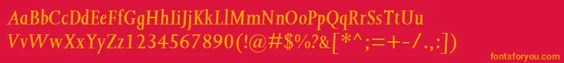 JoannaMtSemiBoldItalic Font – Orange Fonts on Red Background