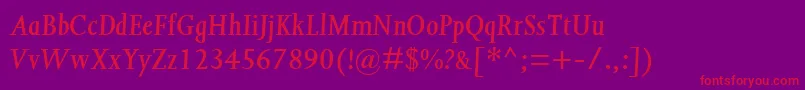 JoannaMtSemiBoldItalic Font – Red Fonts on Purple Background