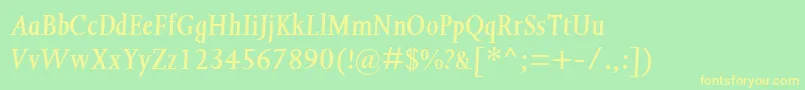 JoannaMtSemiBoldItalic Font – Yellow Fonts on Green Background