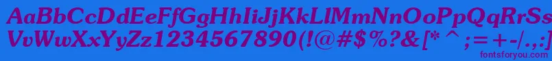 SouvenirDemiItalicBt Font – Purple Fonts on Blue Background