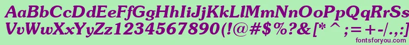 SouvenirDemiItalicBt Font – Purple Fonts on Green Background