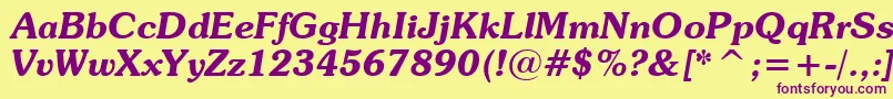 SouvenirDemiItalicBt Font – Purple Fonts on Yellow Background