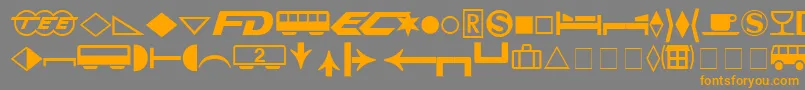 FormatPiThreeSsi-Schriftart – Orangefarbene Schriften auf grauem Hintergrund