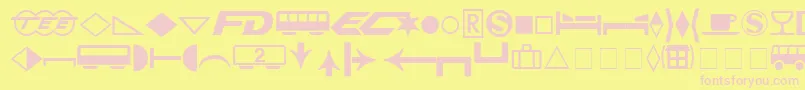 FormatPiThreeSsi-fontti – vaaleanpunaiset fontit keltaisella taustalla