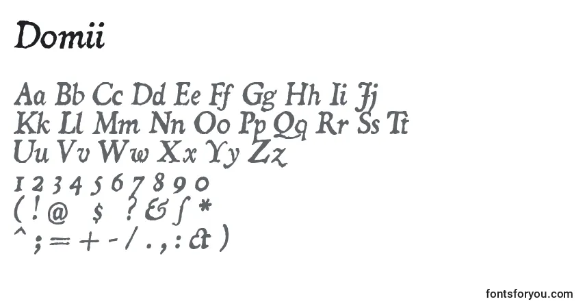 Schriftart Domii – Alphabet, Zahlen, spezielle Symbole