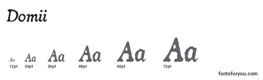 Размеры шрифта Domii