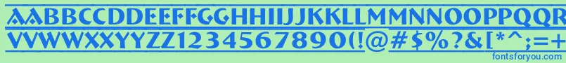 フォントABremendcfr – 青い文字は緑の背景です。