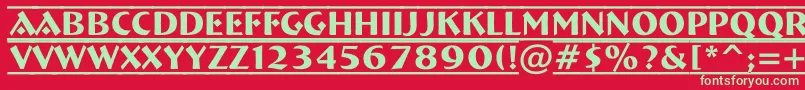 フォントABremendcfr – 赤い背景に緑の文字