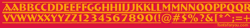 フォントABremendcfr – 赤い背景にオレンジの文字