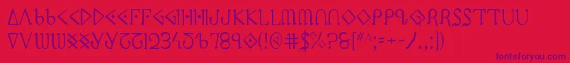 PresleyPressCondensed-Schriftart – Violette Schriften auf rotem Hintergrund
