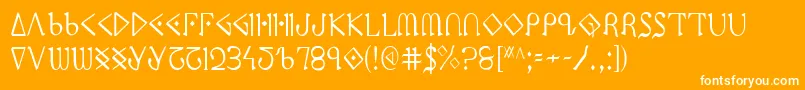 PresleyPressCondensed-Schriftart – Weiße Schriften auf orangefarbenem Hintergrund