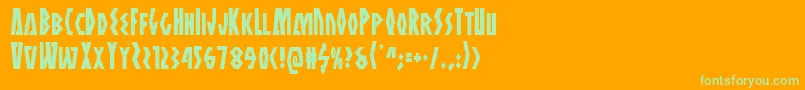 Antikytheracond-Schriftart – Grüne Schriften auf orangefarbenem Hintergrund