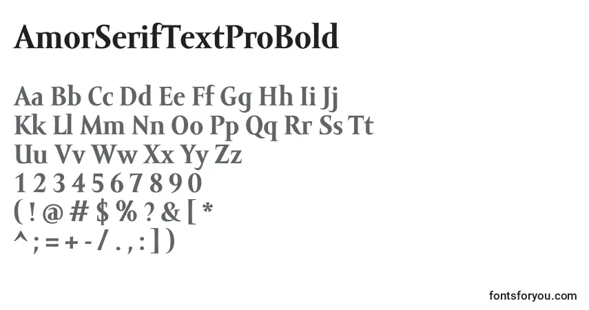 Fuente AmorSerifTextProBold - alfabeto, números, caracteres especiales