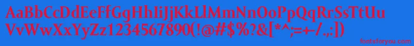 AmorSerifTextProBold Font – Red Fonts on Blue Background