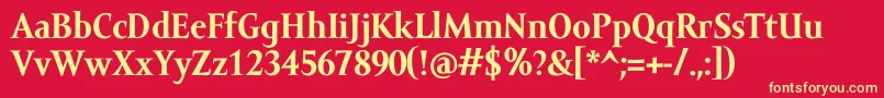 AmorSerifTextProBold-fontti – keltaiset fontit punaisella taustalla