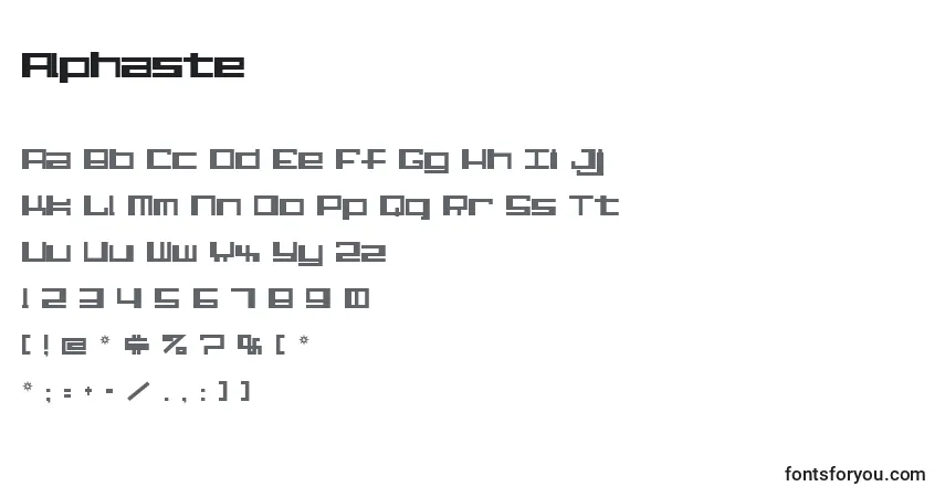 Шрифт Alphaste – алфавит, цифры, специальные символы