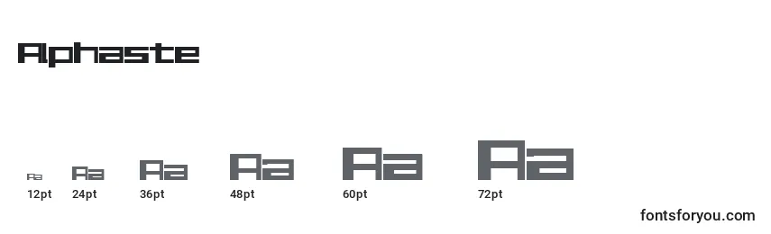 Размеры шрифта Alphaste