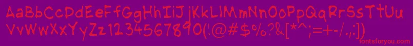 Шрифт NipcensHandwritingLight – красные шрифты на фиолетовом фоне