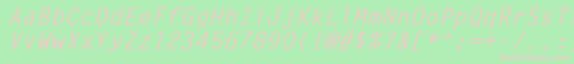LettergothicBoldItalic-fontti – vaaleanpunaiset fontit vihreällä taustalla