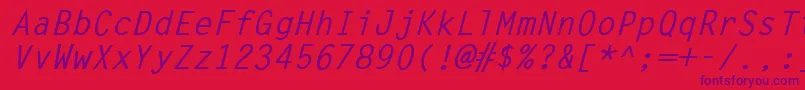 LettergothicBoldItalic Font – Purple Fonts on Red Background