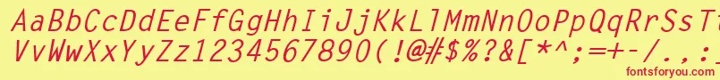 LettergothicBoldItalic-fontti – punaiset fontit keltaisella taustalla