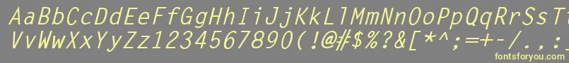 LettergothicBoldItalic-Schriftart – Gelbe Schriften auf grauem Hintergrund