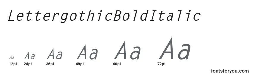 Größen der Schriftart LettergothicBoldItalic