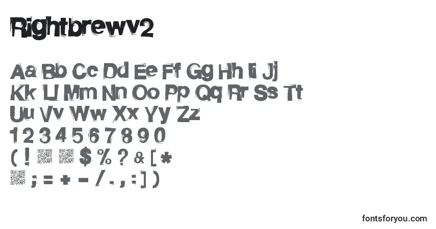 Czcionka Rightbrewv2 – alfabet, cyfry, specjalne znaki