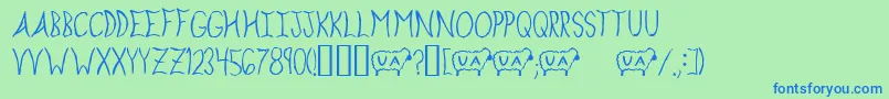 フォントExpls – 青い文字は緑の背景です。
