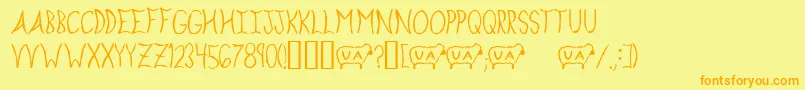 フォントExpls – オレンジの文字が黄色の背景にあります。