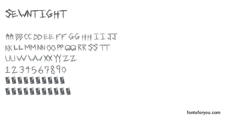 A fonte Sewntight – alfabeto, números, caracteres especiais