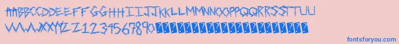 Sewntight-Schriftart – Blaue Schriften auf rosa Hintergrund