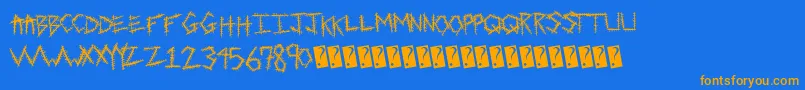 Sewntight Font – Orange Fonts on Blue Background