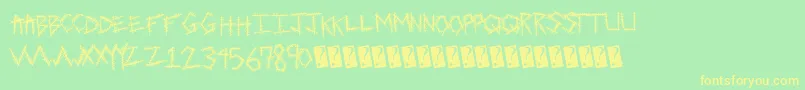 Sewntight-Schriftart – Gelbe Schriften auf grünem Hintergrund