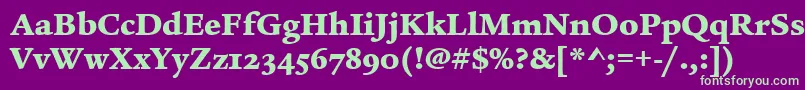 LegacySerifMdOsItcTtUltra Font – Green Fonts on Purple Background