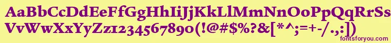 LegacySerifMdOsItcTtUltra Font – Purple Fonts on Yellow Background