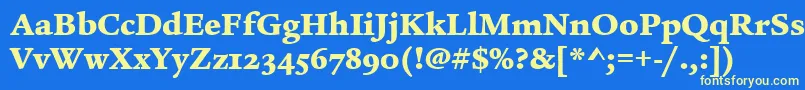 LegacySerifMdOsItcTtUltra Font – Yellow Fonts on Blue Background