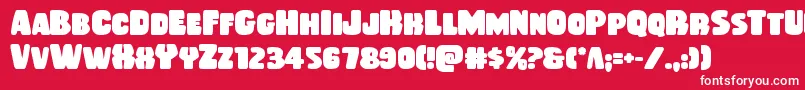 Fonte Rubberboybold – fontes brancas em um fundo vermelho