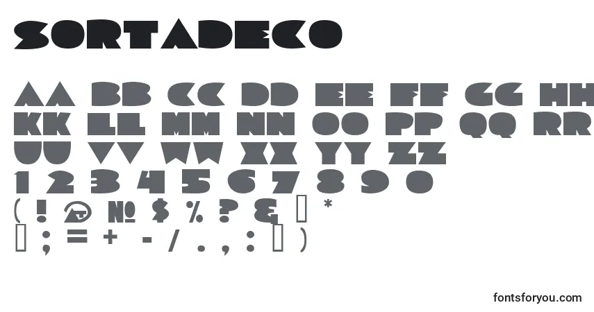 Schriftart Sortadeco – Alphabet, Zahlen, spezielle Symbole